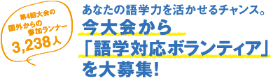 あなたの語学力を活かせるチャンス。今大会から「語学対応ボランティア」を大募集！