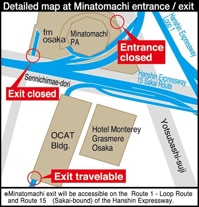 Detailed map at Minatomachi entrance/exit