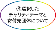 ③選択したチャリティテーマと寄付先団体について