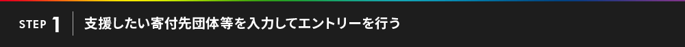 ステップ1支援したい寄付先団体等を入力してエントリーを行う