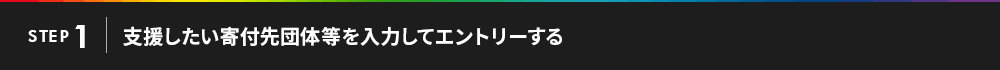 STEP.1 支援したい寄付先団体等を入力してエントリーする