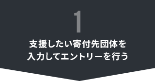 支援したい寄付先団体を入力してエントリーを行う