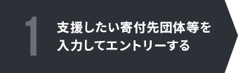 支援したい寄付先団体等を入力してエントリーする