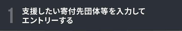 支援したい寄付先団体等を入力してエントリーする