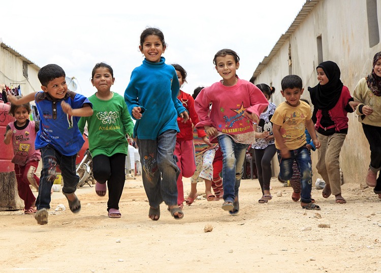 Children living in a camp for internally displaced persons in Syria