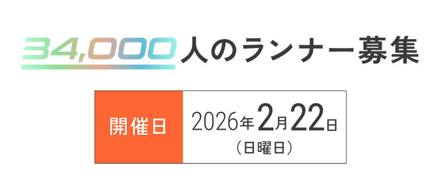 34,000人のランナー募集 開催日2026年2月22日（日曜日）
