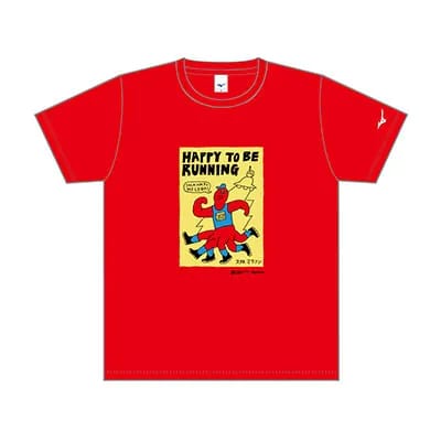 アワジトモミ氏デザインのなないろチャリティTシャツ（赤色）
