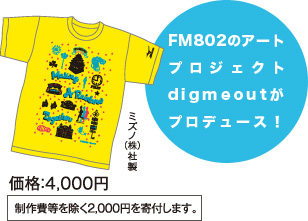 FM802のアートプロジェクトdigmeoutがプロデュース！ 価格：4,000円 制作費等を除く2,000円を寄付します。